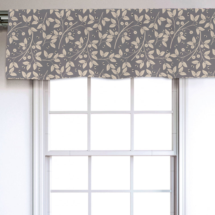 East Urban Home Floral Sateen Ruffled 54'' Window Valance in Gray Wayfair